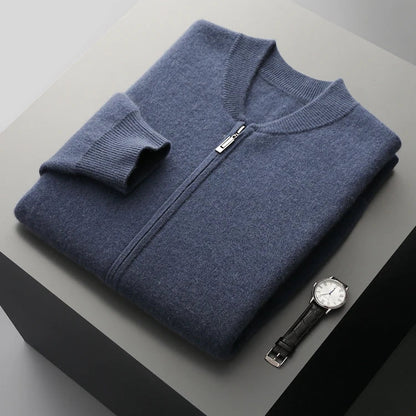 Pánský svetr se zipem 100 % merino vlna