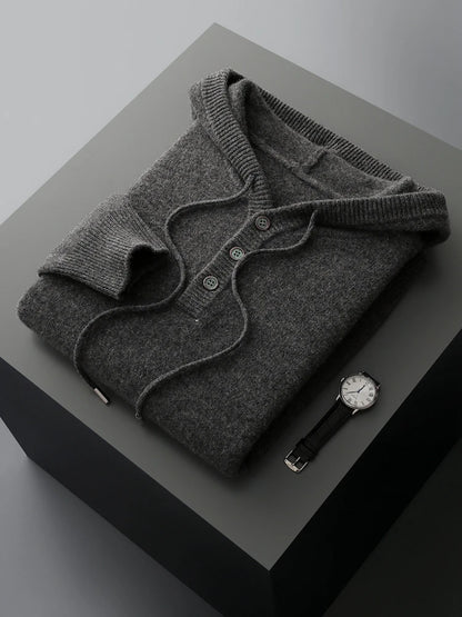 Pánský svetr s kapucí 100 % merino vlna