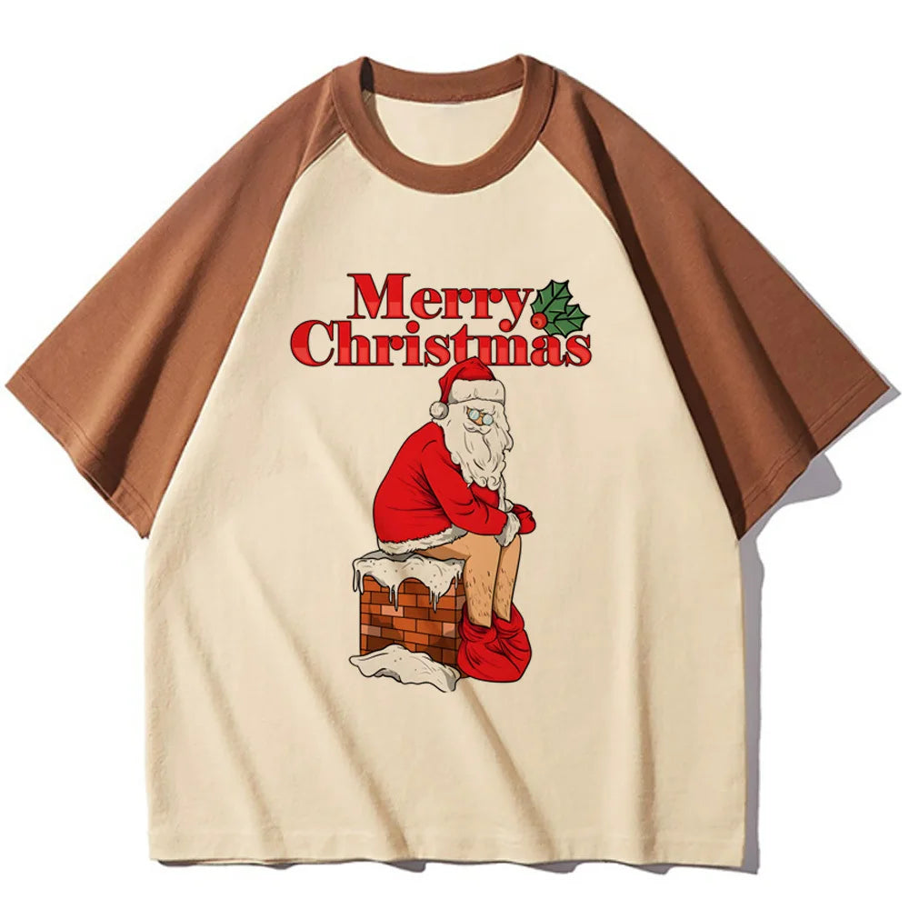 Unisex béžové triko se Santou