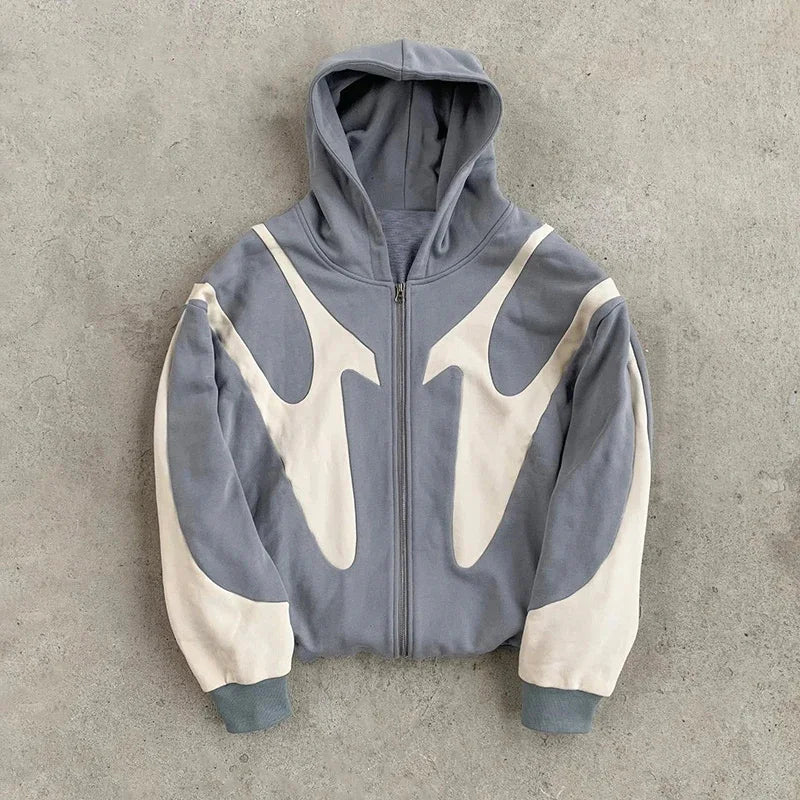 Unisex mikina na zip se vzorem, šedá