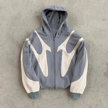 Unisex mikina na zip se vzorem, šedá