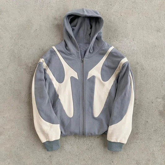 Unisex mikina na zip se vzorem, šedá
