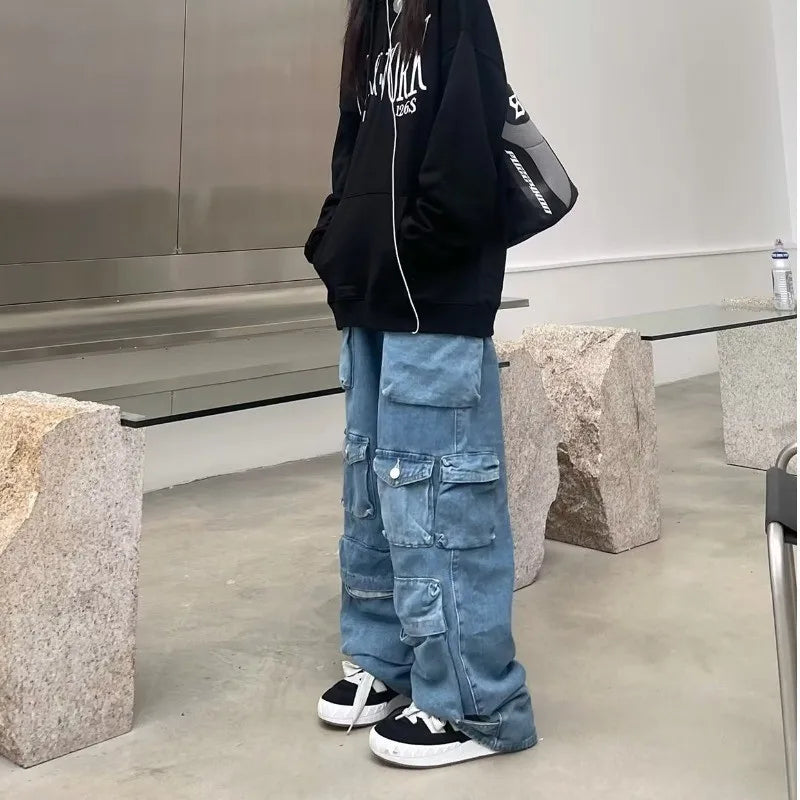 Dámské denim baggy kalhoty