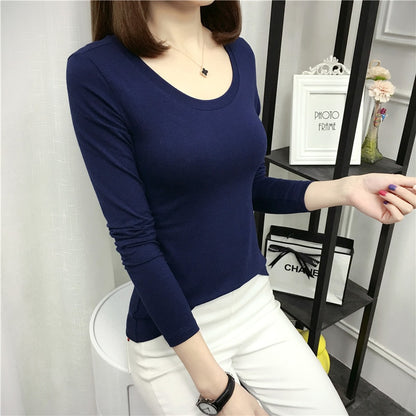 Dámské jednoduché triko s dlouhým rukávem