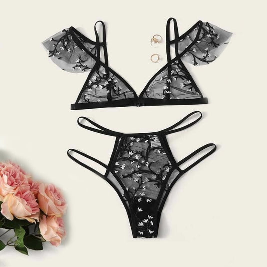 Dámská sexy set spodního prádla s květinami
