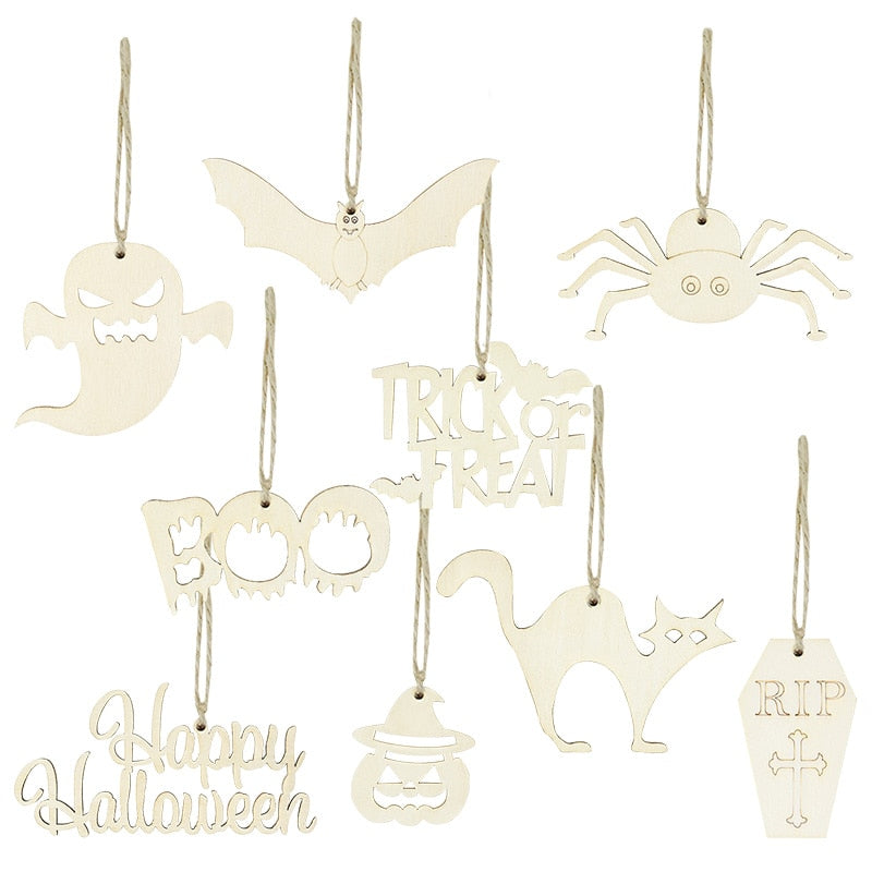 Dřevěné doplňky na Halloween 10 ks