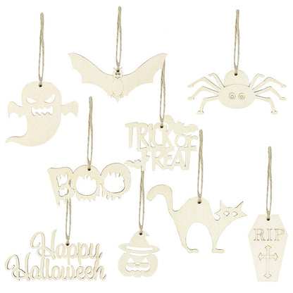 Dřevěné doplňky na Halloween 10 ks