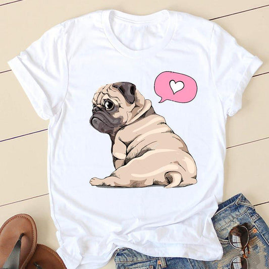 Dámské triko s potiskem psa Pug