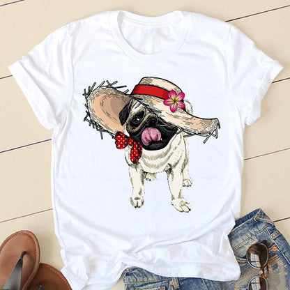 Dámské triko s potiskem psa Pug