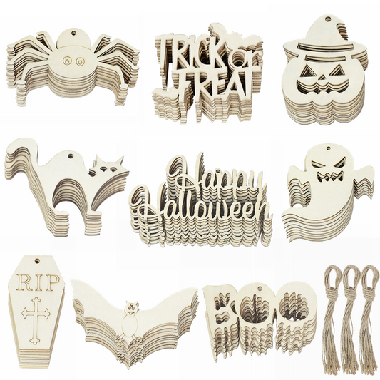 Dřevěné doplňky na Halloween 10 ks
