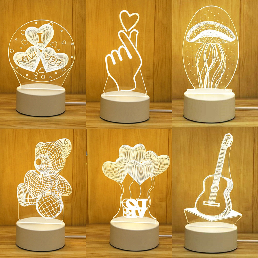 Romantická 3D lampa