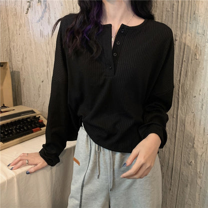 Dámské oversized triko s knoflíčky
