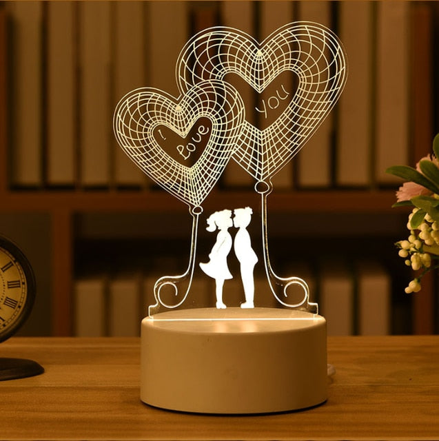 Romantická 3D lampa