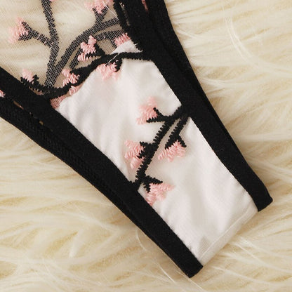 Dámská sexy set spodního prádla s květinami