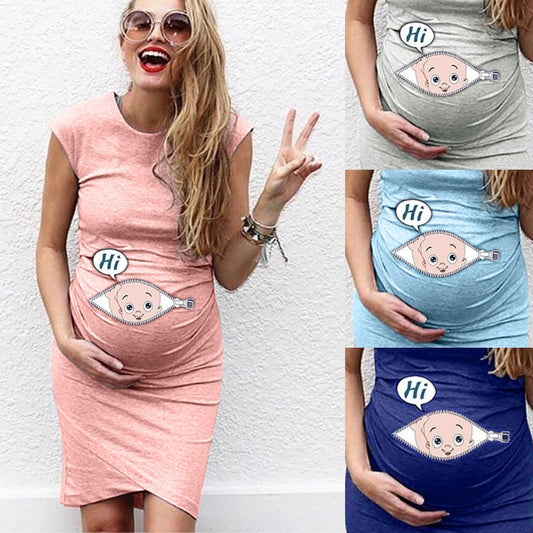 Těhotenské šaty s potiskem miminka