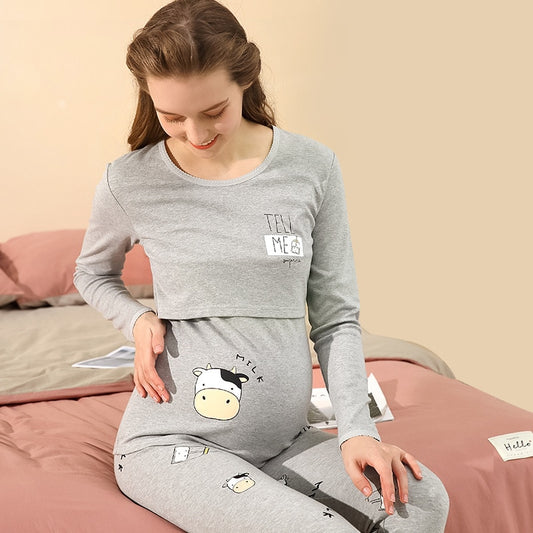 Těhotenské dlouhé pyžamo
