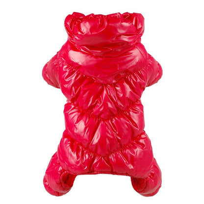 Lesklá bunda pro psy s kapucí