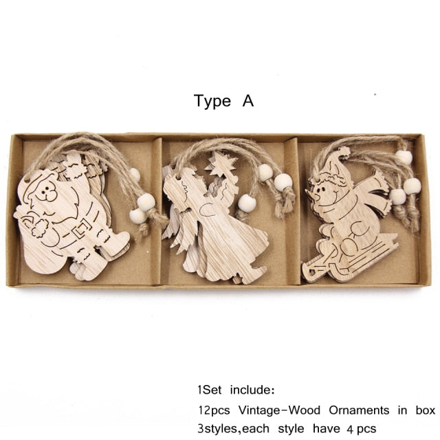 Dřevěné vánoční ozdoby na stromek