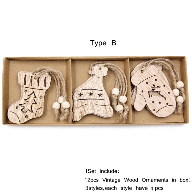 Dřevěné vánoční ozdoby na stromek