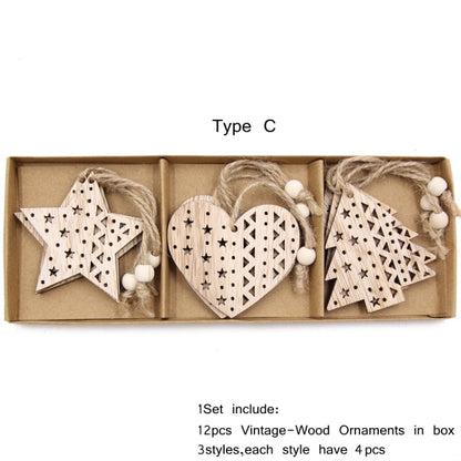 Dřevěné vánoční ozdoby na stromek