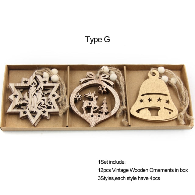 Dřevěné vánoční ozdoby na stromek