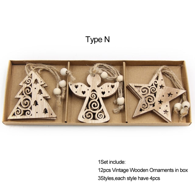 Dřevěné vánoční ozdoby na stromek