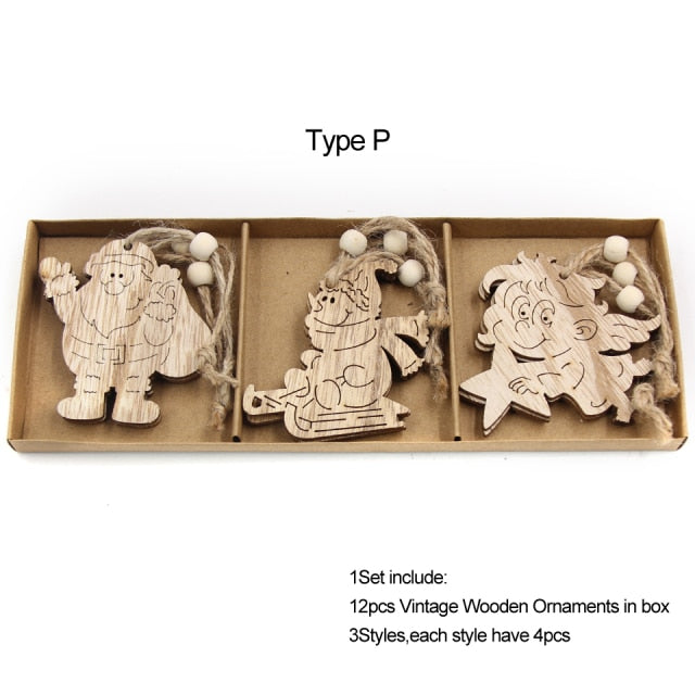 Dřevěné vánoční ozdoby na stromek