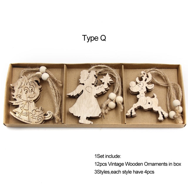 Dřevěné vánoční ozdoby na stromek