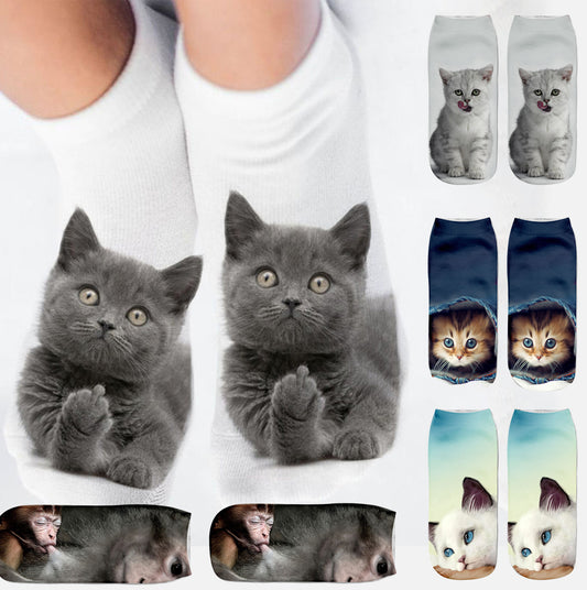 Dámské ponožky s 3D potiskem koček