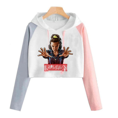 Croptop mikina Stranger Things s kapucí