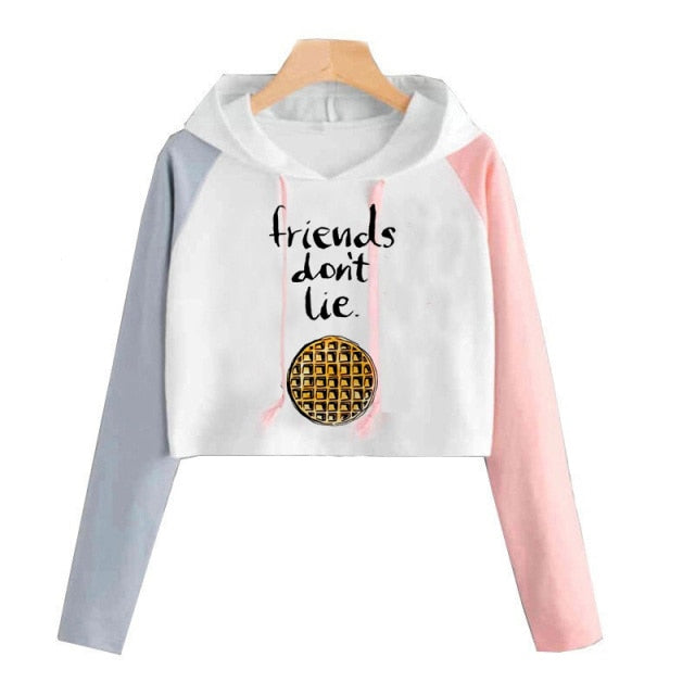 Croptop mikina Stranger Things s kapucí