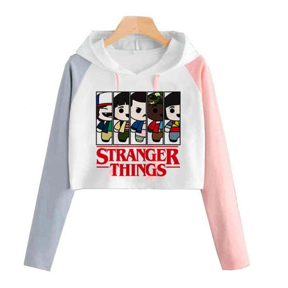 Croptop mikina Stranger Things s kapucí